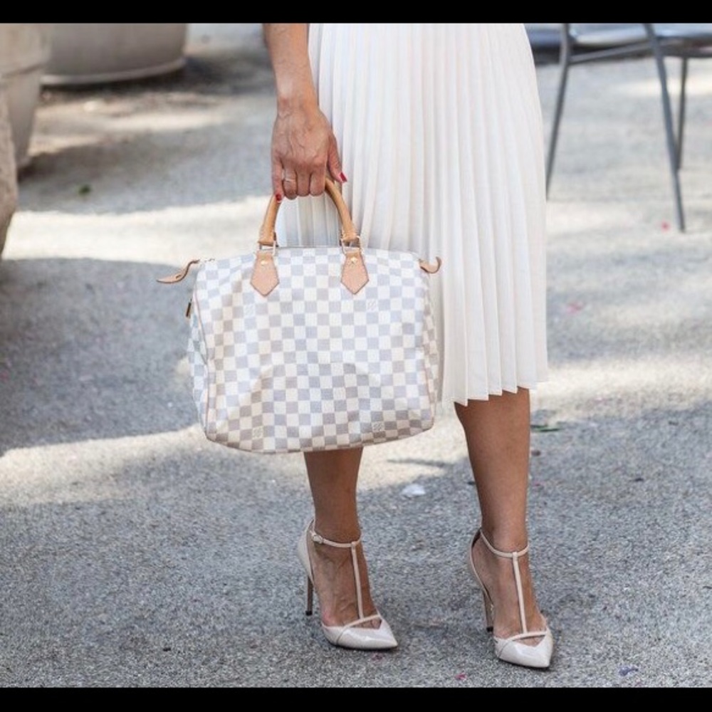 Louis Vuitton Damier Azur Canvas Speedy 30 - White and Light Blue Checkered - Picture 8 of 13